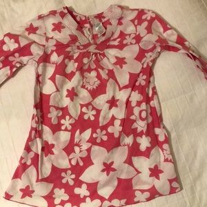 Mini-Boden Pink and white floral swim cover up